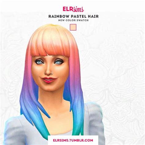 Elr Sims Rainbow Pastel Hairstyle 3 Recolors ~ Sims 4 Hairs Pastel