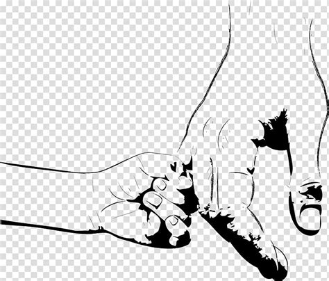 Big Hand And Little Hand Touching Over White Background Line Clip Art Library