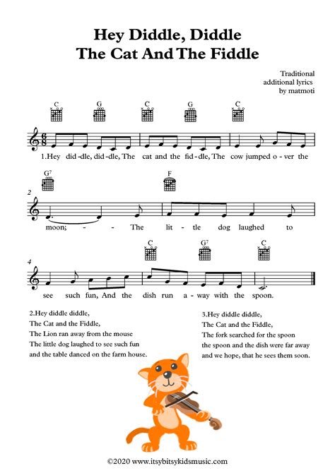 Hey Diddle Diddle Nursery Rhyme Sheet Music With Chords And Lyrics
