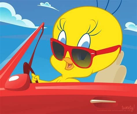 Tweety In A Red Car In 2020 Bird Drawings