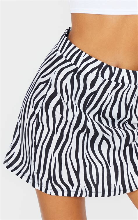 Zebra Print Satin Mini Skirt Skirts Prettylittlething
