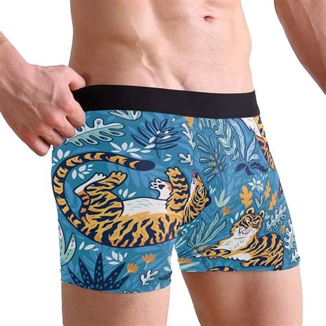 Cute Animal Tiger Boxer Briefs Underwear For Men Boys Shorts Leg