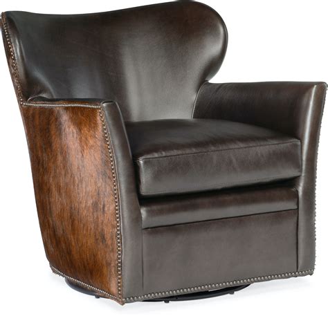 Hooker Furniture Living Room Kato Leather Swivel Chair W Dark Hoh