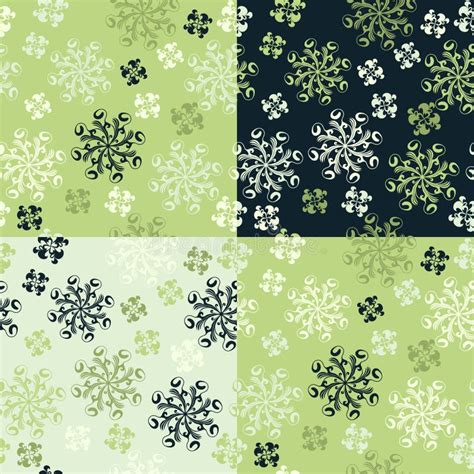 Set Of Four Seamless Patterns Stock Vector Illustration Of Foliage