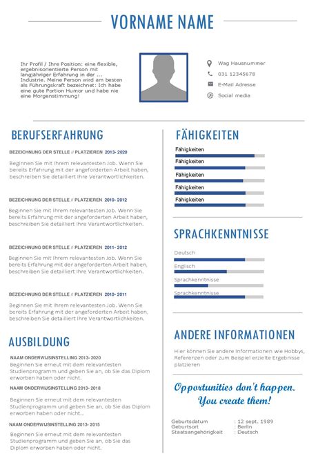 Duits En Nederlands Cv Template Voorbeeld