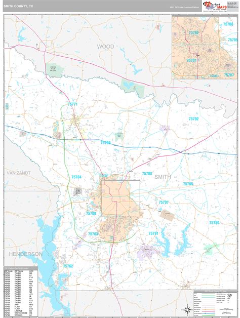 Smith County Tx Wall Map Premium Style By Marketmaps Mapsales