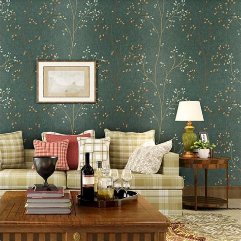 Beibehang American Retro Dark Green Leaf Wallpaper Bedroom Living Room