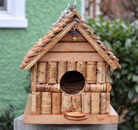 Custom Made Bird House Using Repurposed Wine Corks And Etsy Bird