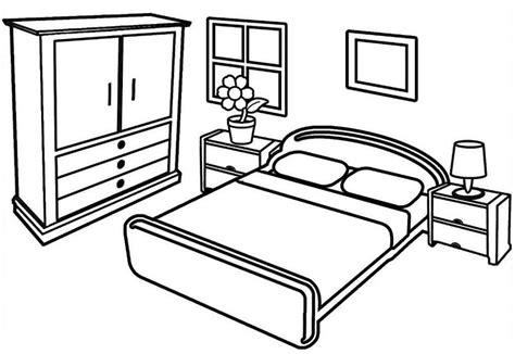 Dormitorio Básico para colorear imprimir e dibujar ColoringOnly Com