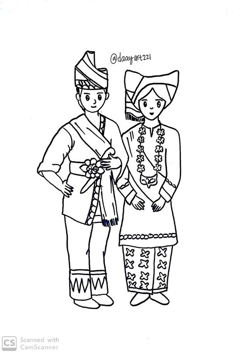 Kartun Gambar Mewarna Pakaian Tradisional Melayu Mewarna Baju Kurung