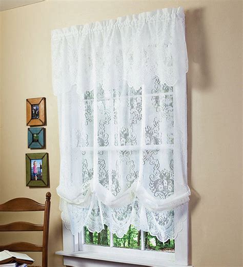84 L Easy Care Polyester Vanessa Lace Curtains With Scalloped Edge And