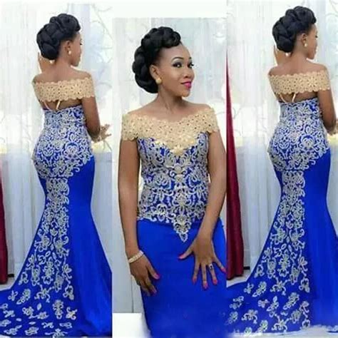 Elegant Aso Ebi Style Long Evening Gowns 2018 Mermaid Gold Embroidery