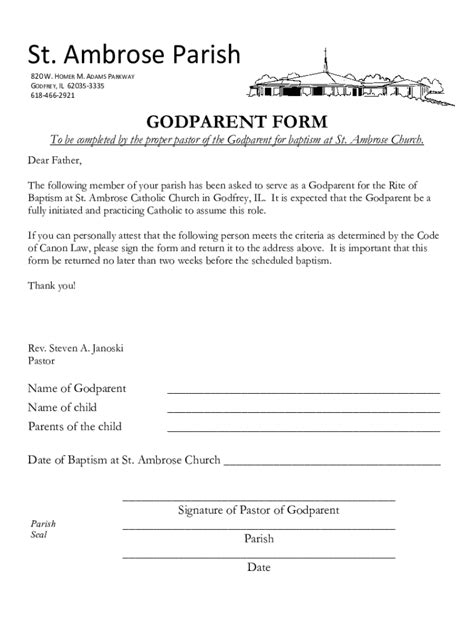 Fillable Online Godparent Form Fax Email Print Pdffiller