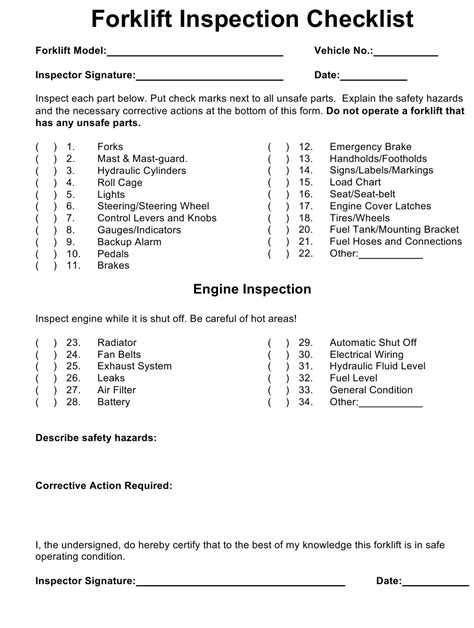 Collection of most popular forms in a given sphere. Forklift Inspection Checklist Template Download Printable ...