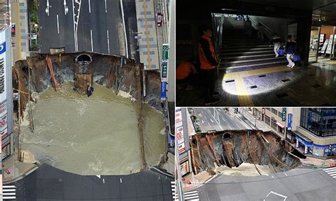 A Giant Sinkhole Appears In Japan Nobody Is Injured As A Whole Street