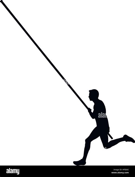 Black Silhouette Of A Male Athlete Pole Vaulting Stock Vector Image And Art Alamy