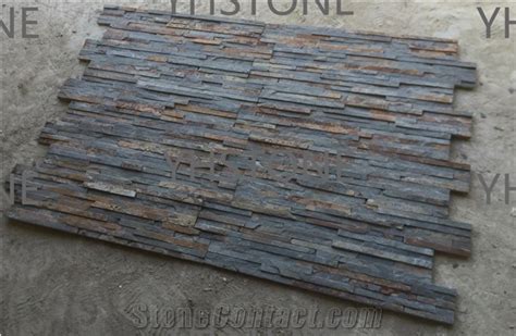 Rusty Natural Slate Stacked Stone Thin Veneer Wall Panels From China