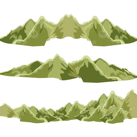 Gambar Pegunungan Hijau Mengatur Ilustrasi Vektor Pegunungan Hijau