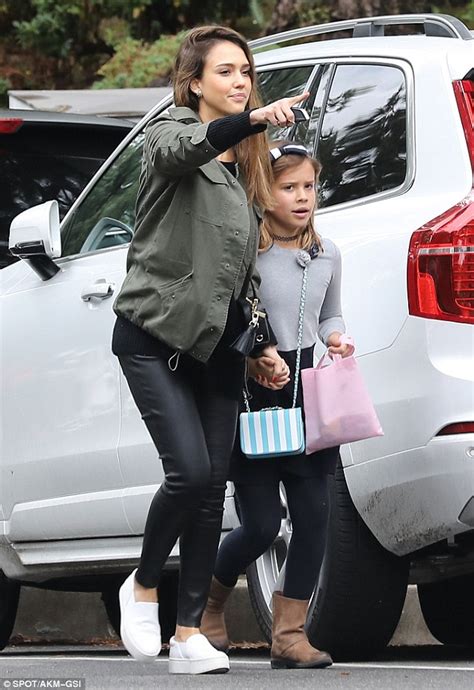 Jessica Alba Dons Skintight Leather Pants As She Takes Daughter Honor To Halloween Bash Daily