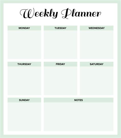 A Printable Weekly Planner With The Words Week Planner In Black And White