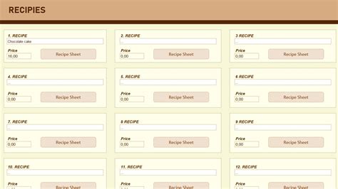 Recipe Sheets Template Excel Exsheets