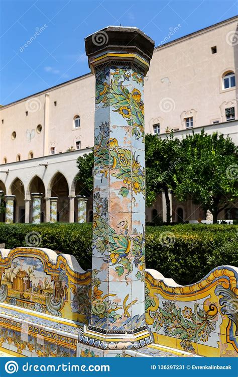 cloister garden of the santa chiara monastery in naples italy stock image image of basilica