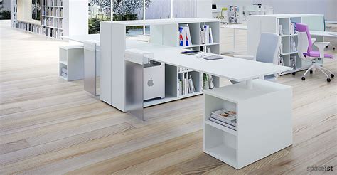 The l shaped desk design provides a large durable work. Frame Desk with Storage | Spaceist
