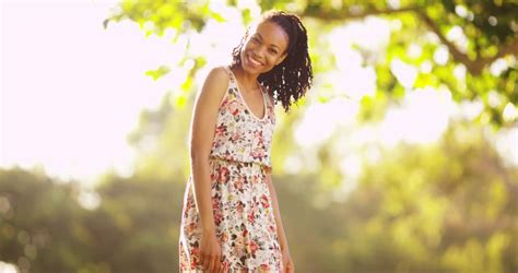 Cute Black Woman Standing Happily Stock Footage Video 100