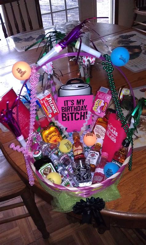 Custom made gifts are always special and make with the infinite internet, finding the simplest birthday gift ideas. 21st birthday basket I want this I love it SOMEONE MAKE ...