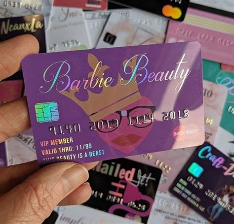 This unique business card will definitely attract attention. Plastic Credit Card Business Cards with Embossed Numbers | Beauty business cards, Cute business ...