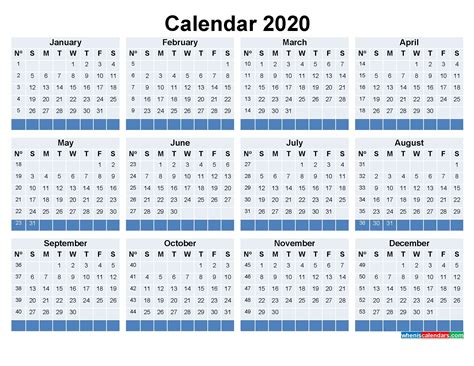 Create Your Free Weekly Numbered 52 Week Calendar Printable Calendar