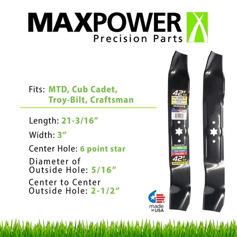 Maxpower 42in Cut Mulching Blade Set For Many Mtd Cub Cadet And Troy