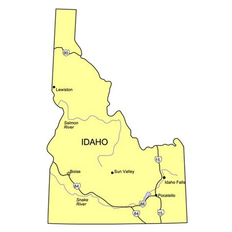 Idaho Us State Powerpoint Map Highways Waterways Capital And Major
