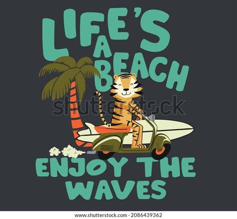 Vector Surfing Tiger Illustration T Shirts Stock Vector Royalty Free