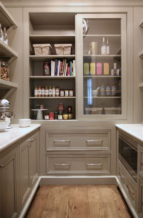 A modern pantry design will bring fun back into a more functional kitchen. Warm White Kitchen Design & Gray Butler's Pantry - Home ...