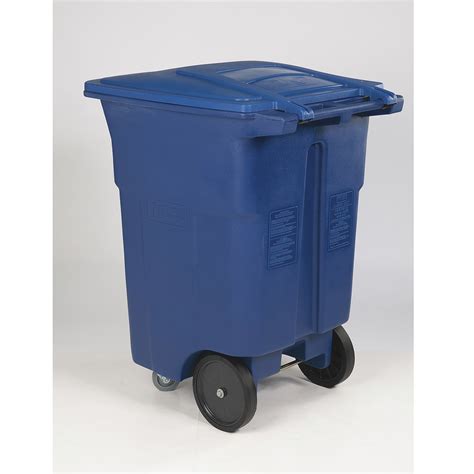 Toter 4 Wheel Trash Can With Lid — Blue 96 Gallon Model Acc96 00blu
