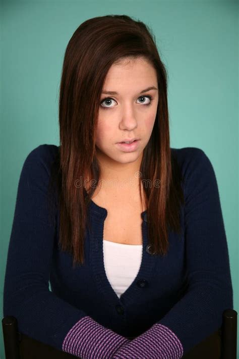 Headshot Of Pretty Brunette Teen Girl Stock Image Image 14549979