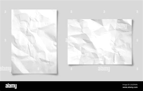 Realistic Blank Crumpled Paper Sheets In A4 Size With Shadow Isolated
