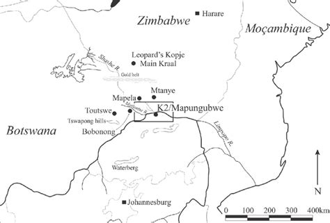 Mapungubwe Cultural Landscape In Southern Africa With Main Sites