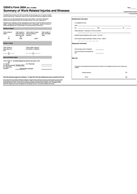 Top 8 Osha Form 300a Templates Free To Download In Pdf Format