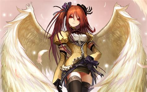 Wallpaper Long Hair Anime Girls Wings Angel Black Hair Demon Mythology Girl Figurine