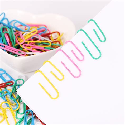 80pcs 28mm Colorful Rainbow Paper Clips Metal Plastic New Ticket Holder