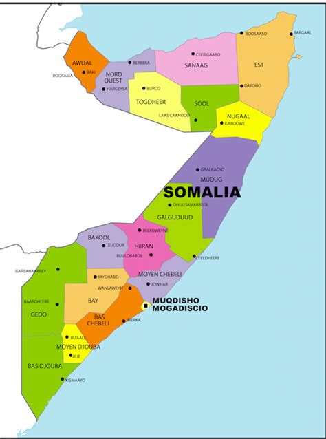 States And Regions Map Of Somalia Ontheworldmap Com