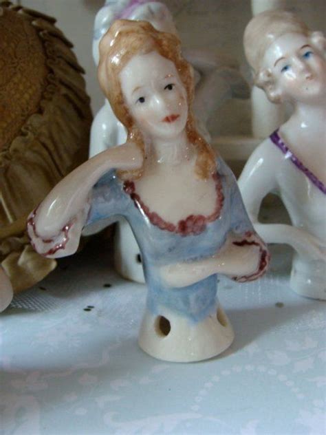 Antique Porcelain Stunning Pin Cushion Half Doll Half Dolls Pin