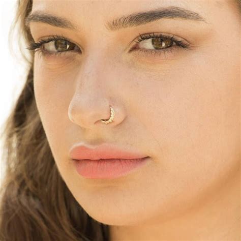 Nose Ring Tribal Nose Ring Gold Nose Ring Ear Piercing Etsy Israel Solid Gold Nose Ring