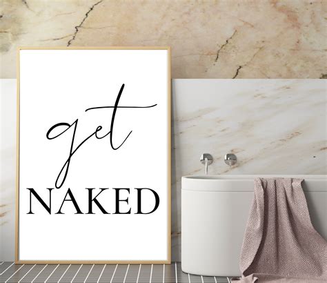 Get Naked Bathroom Print Modern Monochrome Typography Etsy