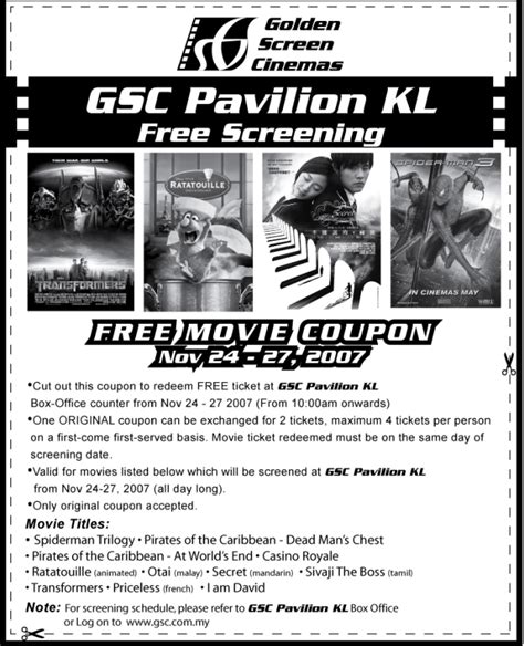 Customers are able to upgrade to a gold class experience and enjoy personalized. Free Movie Coupon, GSC Pavilion KL - i'm saimatkong