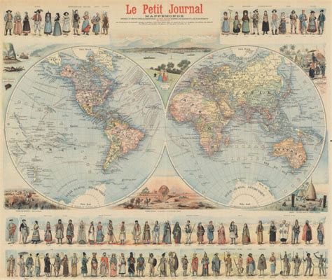 Vintage Map Of The World 1900