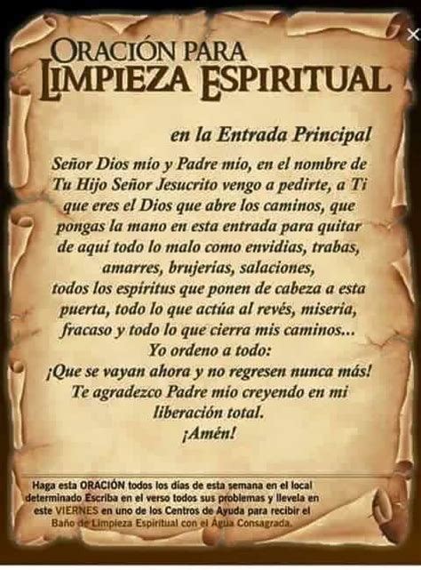 An Old Scroll With Spanish Text On It And The Caption For Oraclen Para Impieza Spiritual