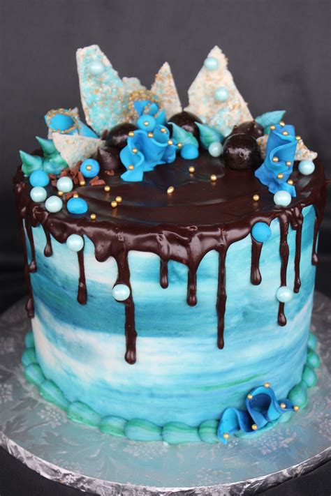 You can buy chocolate that has been processed as well or you can even go for homemade chocolate. Drip Cake - Blue Buttercream with Ganache. | Cake, Drip ...